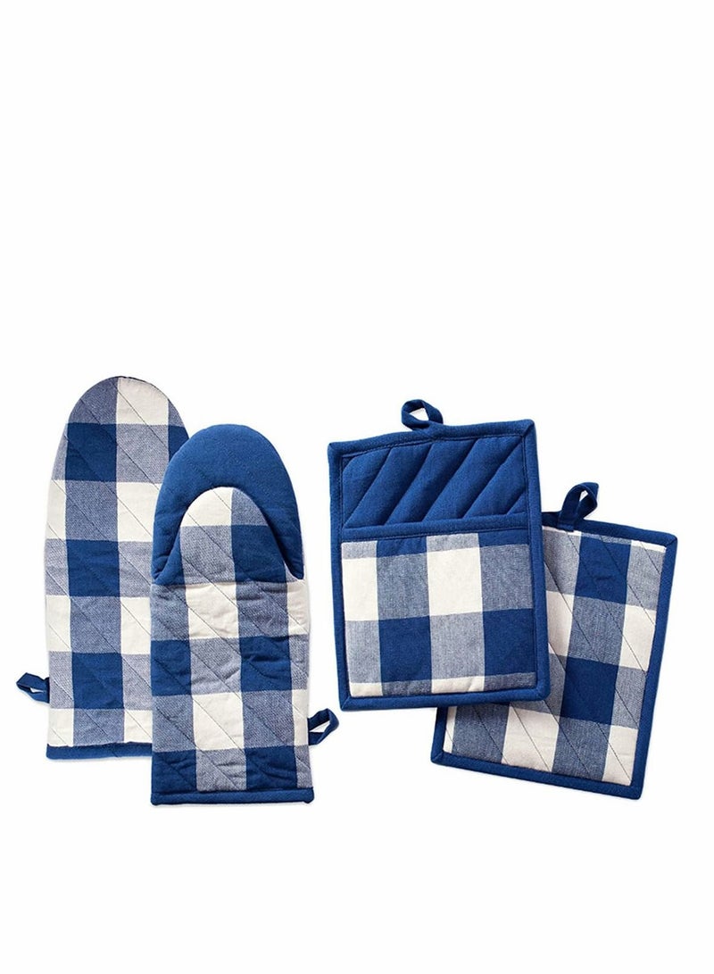 SYOSI Cotton Oven Mitts and Pot Holder Sets Heat-Resistant gloves and Mats for Cooking Grills and Ovens Reusable Glove Suit Suitable for Kitchen and Restaurant  - Image 1