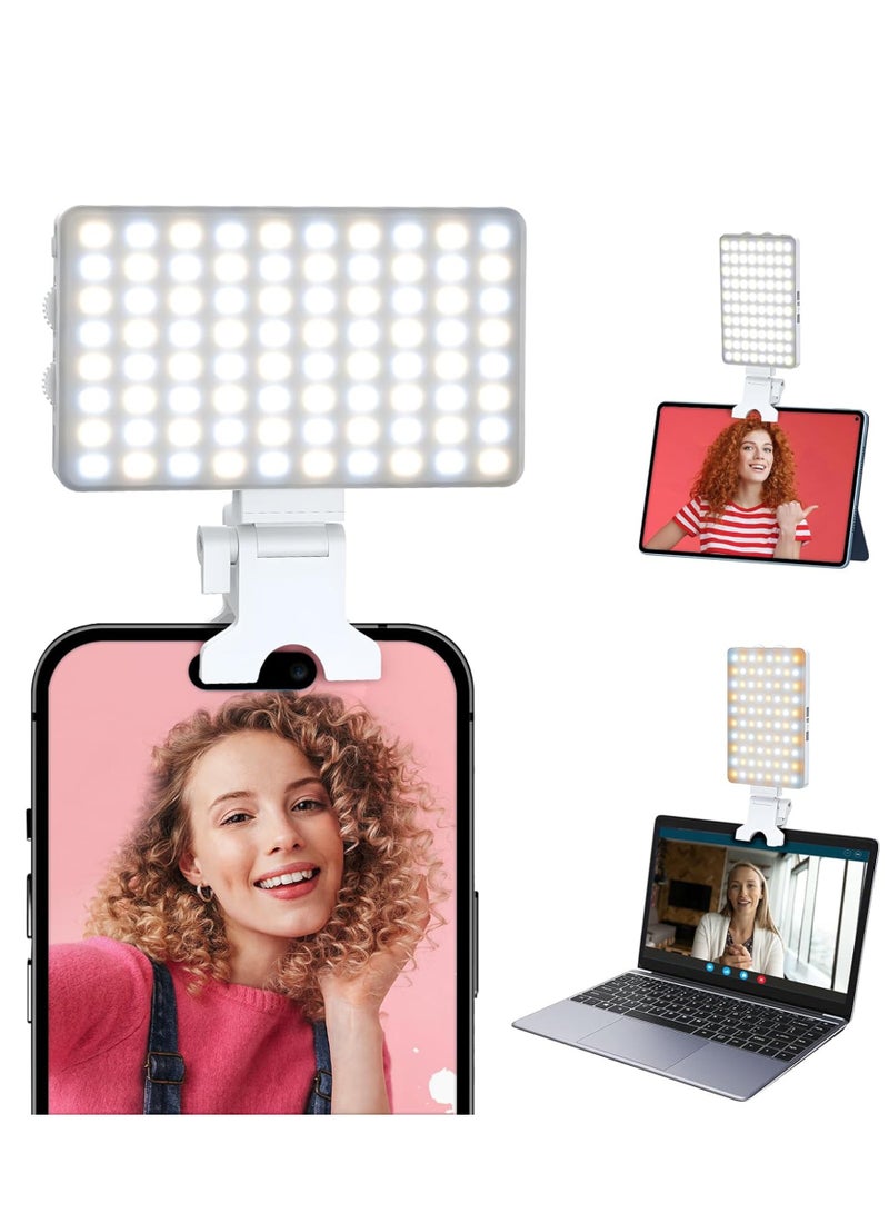 NNEWVANTE Phone Light with Cell Phone Clip, 80 LED Selfie Light for iPhone with 3 Lights and Infinite Adjustment Modes, 2000mAh Phone Light Clip for Cell Phones,Laptop, TikTok, Makeup, Live Broadcast(white)  - Image 1