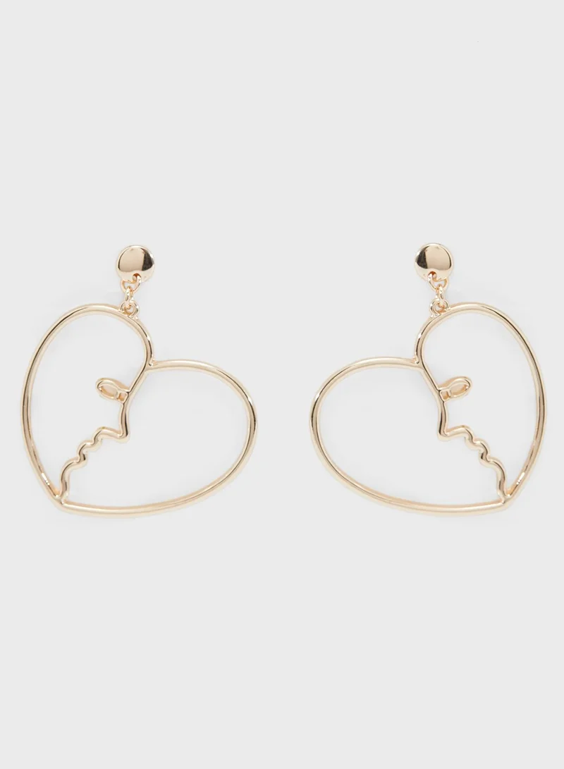 FOREVER 21 Heart & Face Outline Earrings