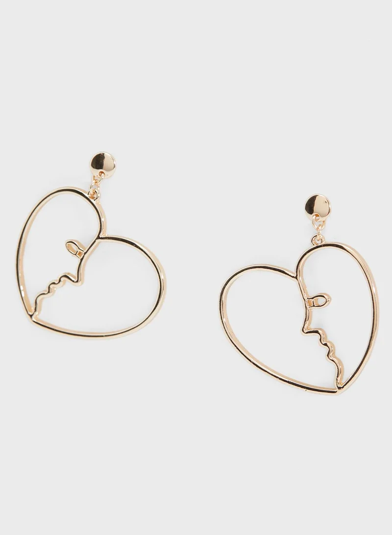 FOREVER 21 Heart & Face Outline Earrings