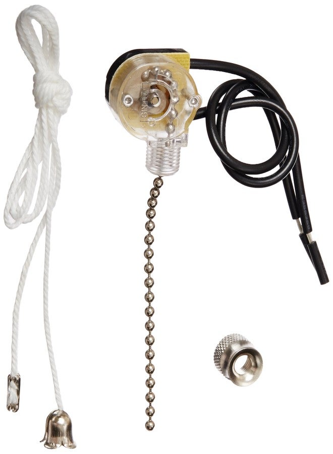 Morris 70020 Pull Chain, SPST Nickel, On-Off, 6-inch Leads, 1.25-inch x .825-inch x .625-inch