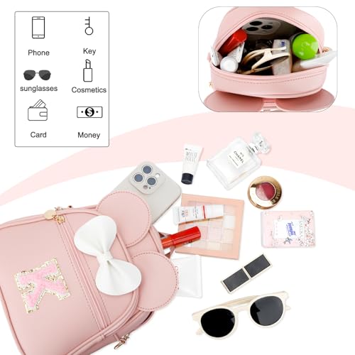 KKXIU Girls Initial Bowknot Cute Mini Backpack for Toddler, Travel Small Girl Backpacks, Personalized Trendy Stuff Gift for Little Girls and Kids(K, Pink) - Image 5