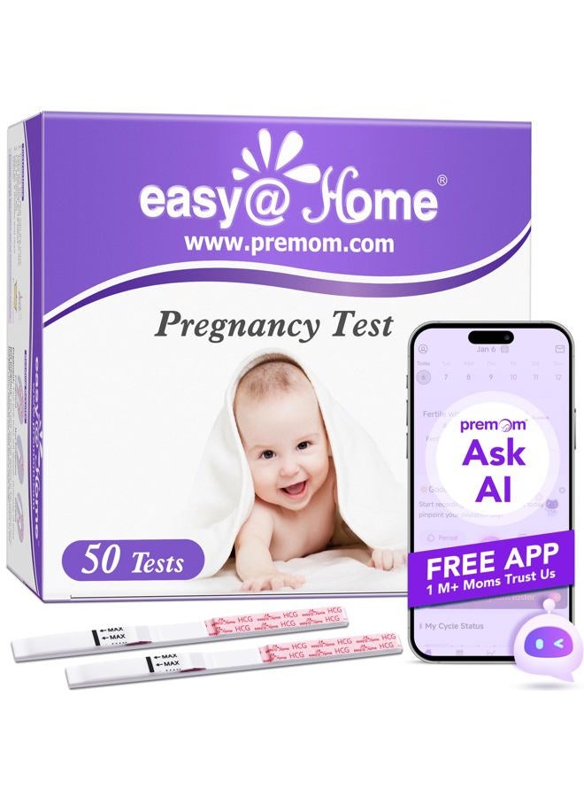 Easy@Home Pregnancy Test Strips: 50 Pack HCG Test Strips - Early Detection Bulk Pregnancy Tests Kit | EZW1-S:50 - Image 1
