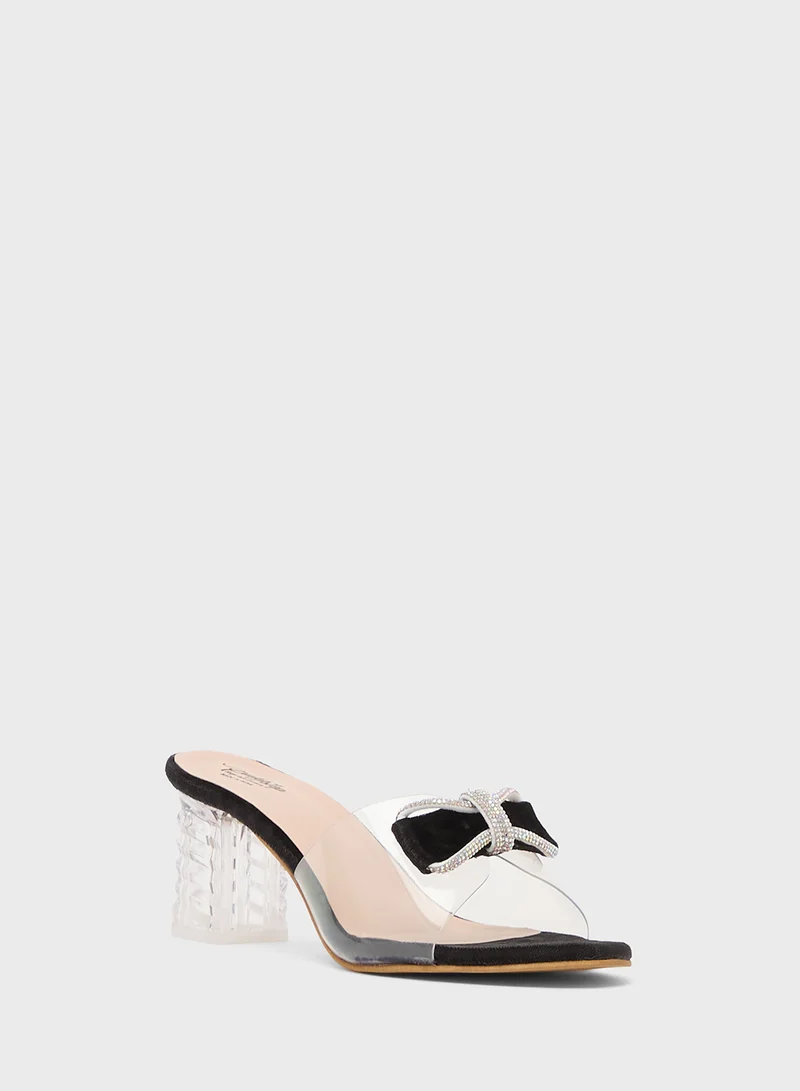 Pink Step High Heeled Sandal With Bow