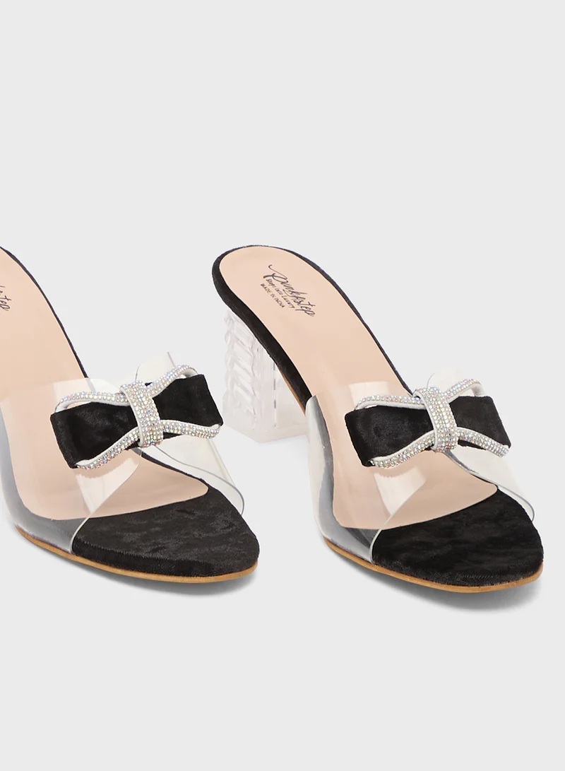 Pink Step High Heeled Sandal With Bow
