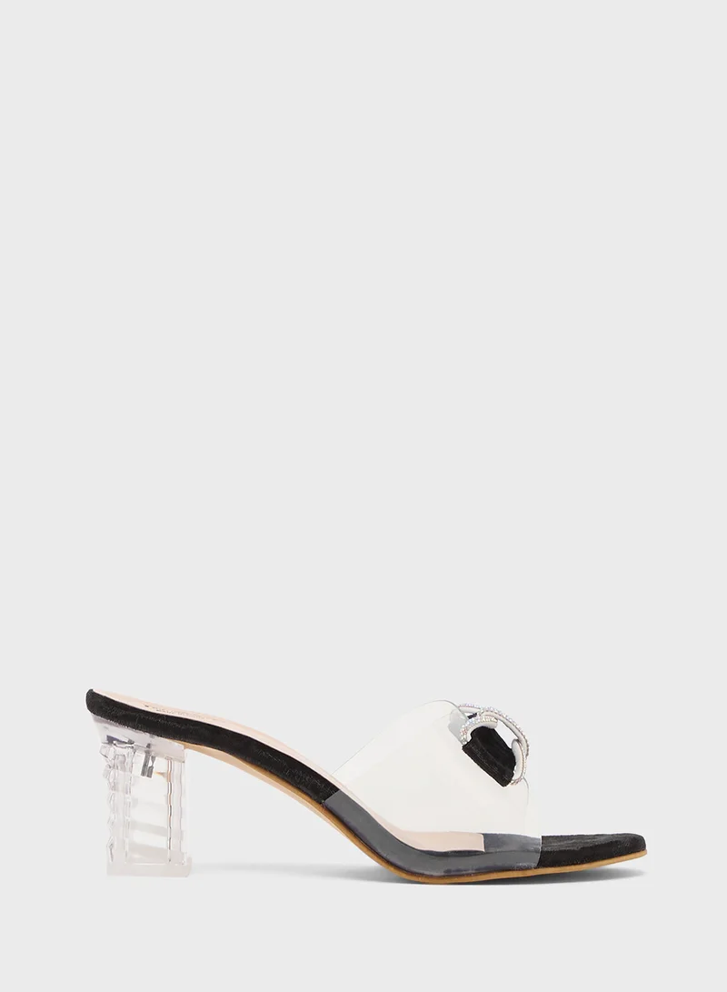 Pink Step High Heeled Sandal With Bow