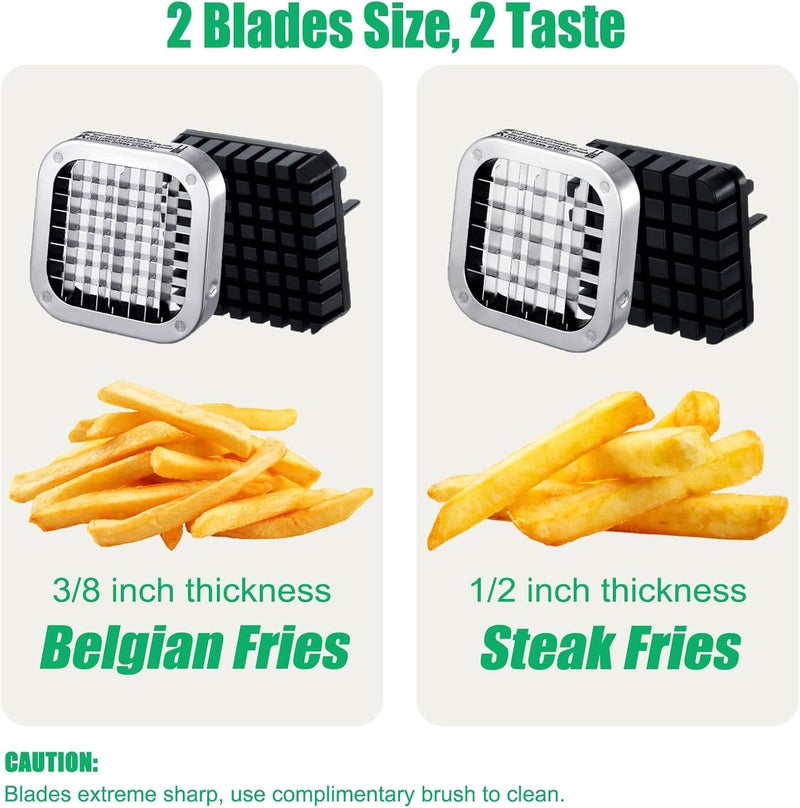 Eascandy French Fry Cutter, Heavy Duty Potato Slicer, Stainless Steel Potato Chopper Set with 1/2 and 1/4 Inch Blades for Sweet Potato, Carrot, Yam, Cucumbers - Image 4