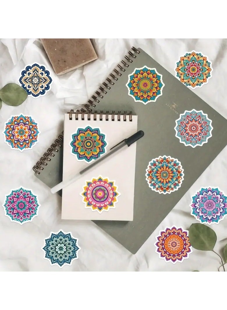 Goolsky [Popular Choice] GUTBD 50pcs Vibrant Mandala Stickers - Waterproof, Reusable Vinyl Decals for Laptops, Water Bottles, Guitars & More - Easy Apply, Matte Finish - Image 5