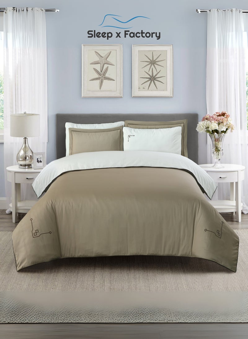 Sleep x Factory Luxury Cotton Satin Hotel Bedding Set – Embroidered – 6 Pieces – Without Filling - Image 1