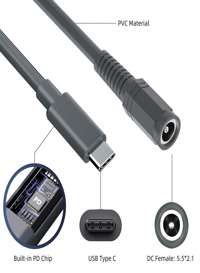 Jadebones 0.5M/1.6FT USB C Male to DC Female Power Cable Adapter for Starlink Mini, Work with 20V/65W+ Type-C PD Source - Image 3