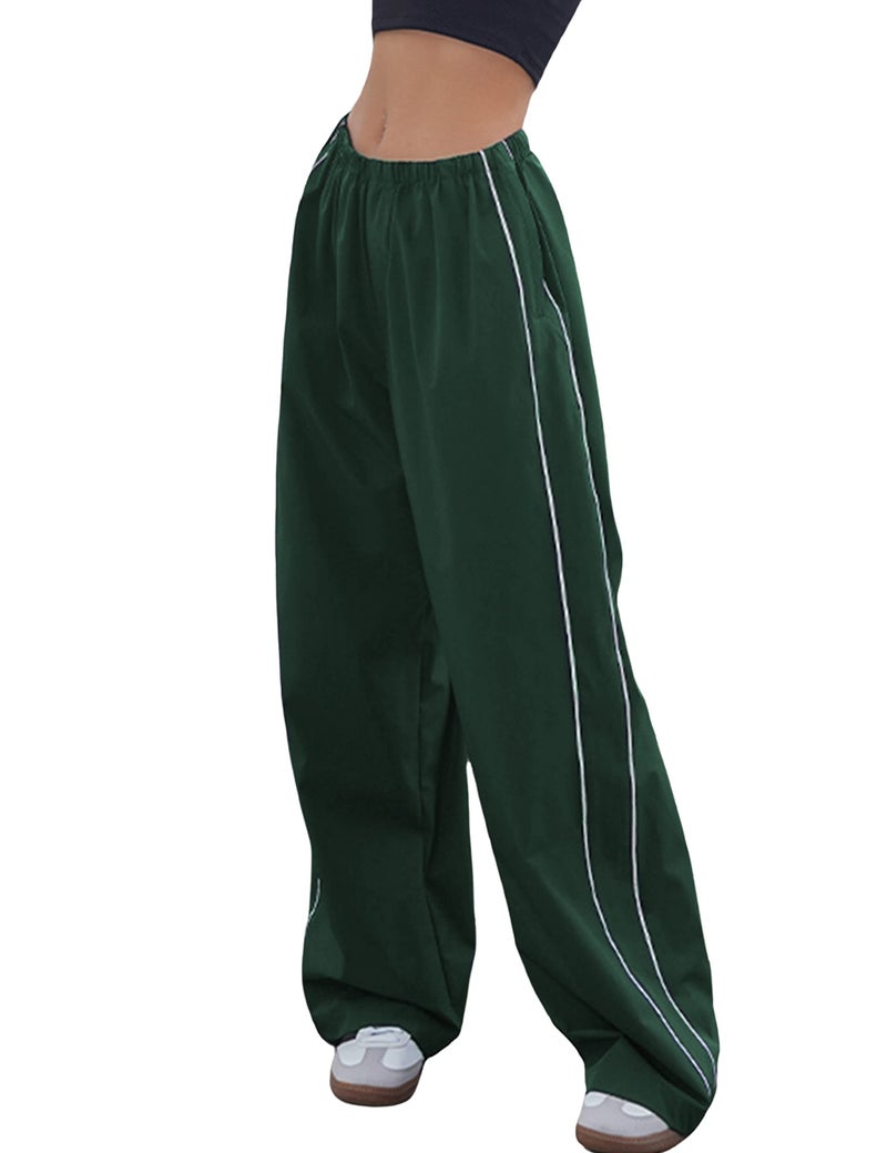 Himosyber Women's Parachute Pants Baggy Elasitc Waist Relaxed Y2K Track Pant Trousers (ArmyGreen-S) - Image 1