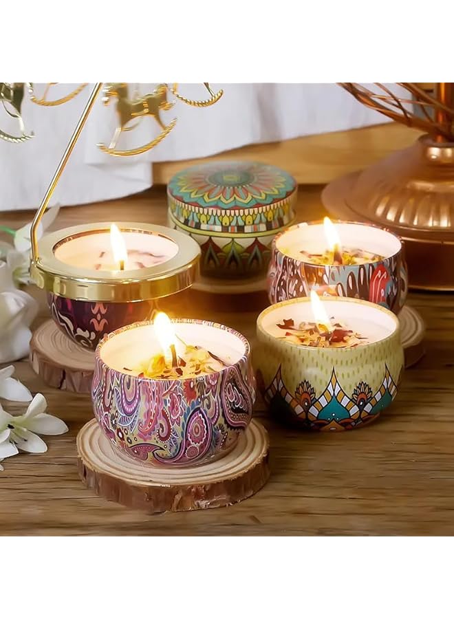 The Bros مجموعة هدايا الشموع المعطرة للنساء | شموع صويا عطرية محمولة في علب للسفر مع تخفيف التوتر | عبوة من 4 | مثالية لأعياد الميلاد، وحفلات الزفاف، واليوغا - Image 1