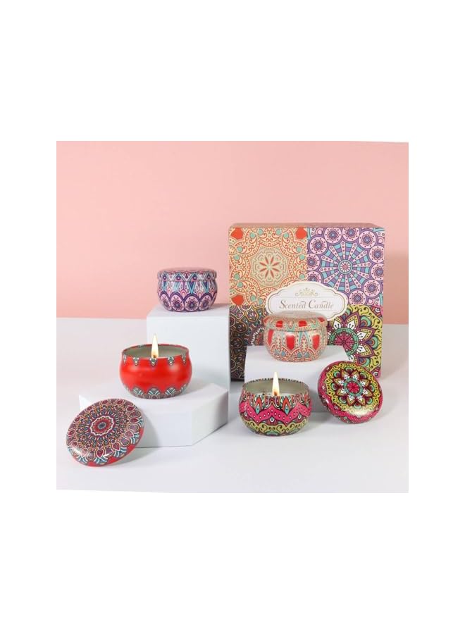 The Bros مجموعة هدايا الشموع المعطرة للنساء | شموع صويا عطرية محمولة في علب للسفر مع تخفيف التوتر | عبوة من 4 | مثالية لأعياد الميلاد، وحفلات الزفاف، واليوغا - Image 2