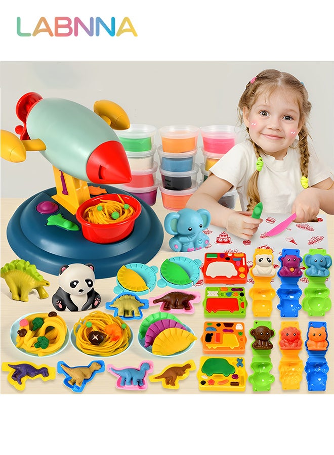 LABNNA 47 Pcs Dough Sets for Kids with Noodle Machine and Animal Dinosaur Molds,Art Crafts Dough Tools Kit Playdough Kit for Kids Boys and Girls Kitchen Creations Food Play Toys - Image 5