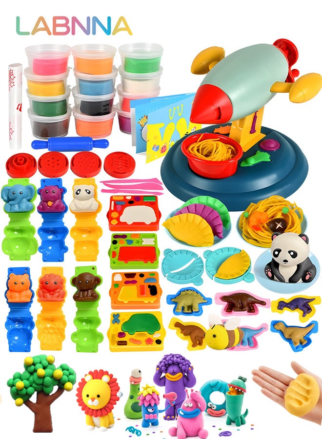 LABNNA 47 Pcs Dough Sets for Kids with Noodle Machine and Animal Dinosaur Molds,Art Crafts Dough Tools Kit Playdough Kit for Kids Boys and Girls Kitchen Creations Food Play Toys - Image 1