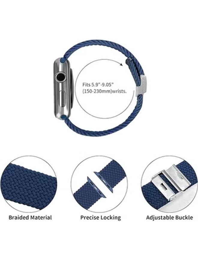 Watch Band for Apple Watch 38mm 40mm 41mm Strap, Adjustable Braided Replacement Bands Straps Stretchable Elastic Sport Wristband for Watch Ultra/Ultra 2 Series 9/8/7/6/SE/5/4/3/2/1 (Blue) - Image 3