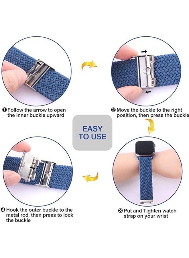 Watch Band for Apple Watch 38mm 40mm 41mm Strap, Adjustable Braided Replacement Bands Straps Stretchable Elastic Sport Wristband for Watch Ultra/Ultra 2 Series 9/8/7/6/SE/5/4/3/2/1 (Blue) - Image 4