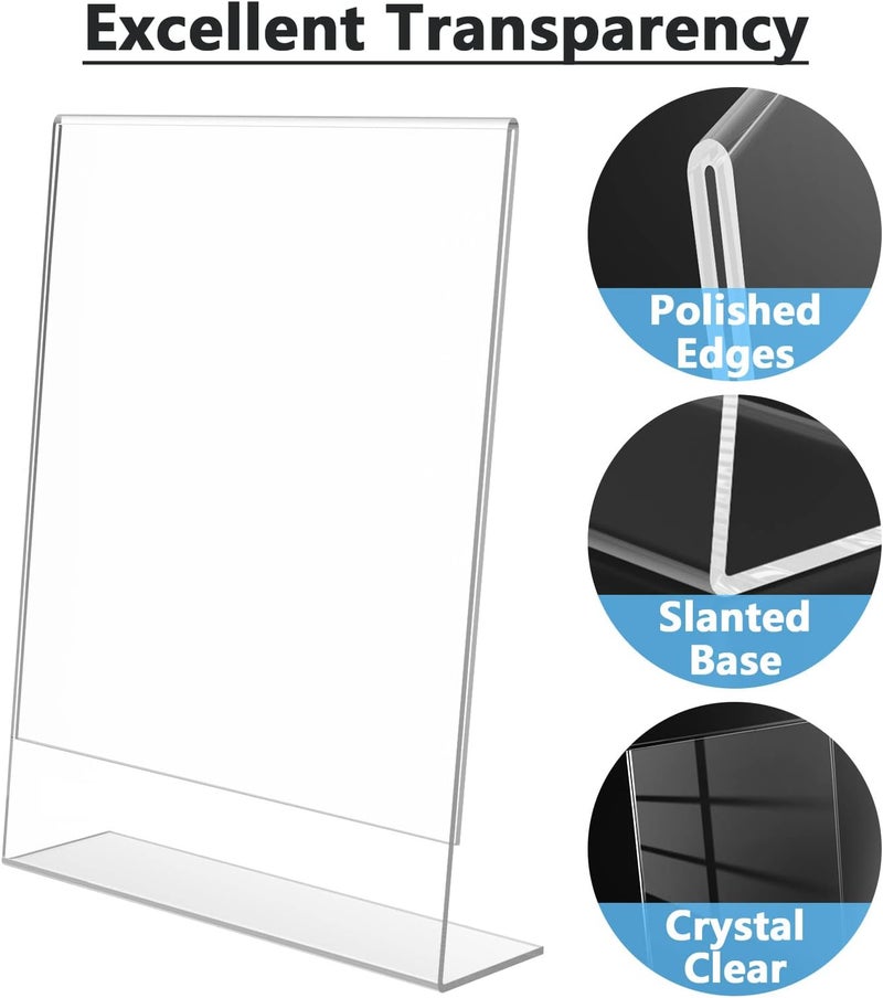 MaxGear Acrylic Sign Holder, Clear Sign Holders Plastic Display Stand 8.5 x 11 Inches Slant Back Countertop Display Picture Frames for Menus, Flyer, Use In Office, Store, 5 Pack - Image 3