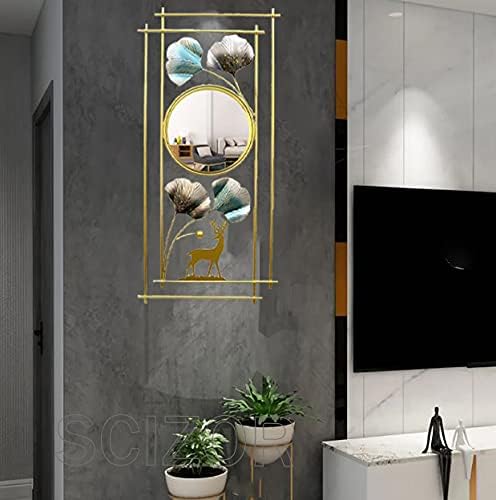 Scizor Bathroom MirrorGinkgo Leaf Deer Pattern HandMade Wall Mirrors Decorative Mirror Entryway Mirror Dresser Mirrors for Bedroom Living Room Hallway Nursery Mirror - Image 5