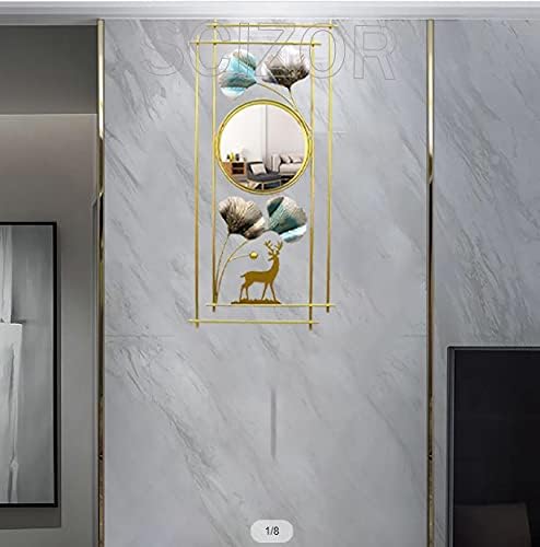Scizor Bathroom MirrorGinkgo Leaf Deer Pattern HandMade Wall Mirrors Decorative Mirror Entryway Mirror Dresser Mirrors for Bedroom Living Room Hallway Nursery Mirror - Image 1