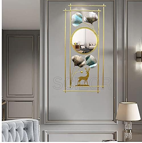 Scizor Bathroom MirrorGinkgo Leaf Deer Pattern HandMade Wall Mirrors Decorative Mirror Entryway Mirror Dresser Mirrors for Bedroom Living Room Hallway Nursery Mirror - Image 4