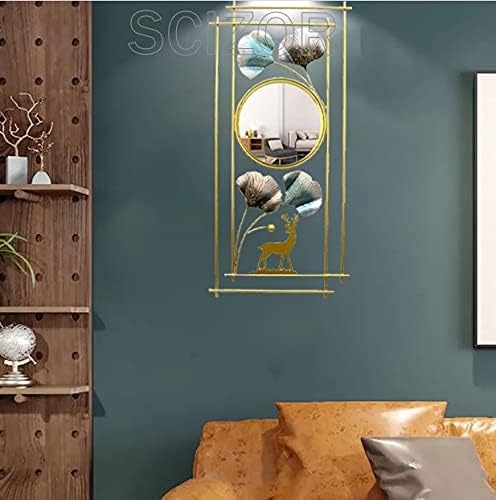 Scizor Bathroom MirrorGinkgo Leaf Deer Pattern HandMade Wall Mirrors Decorative Mirror Entryway Mirror Dresser Mirrors for Bedroom Living Room Hallway Nursery Mirror - Image 3