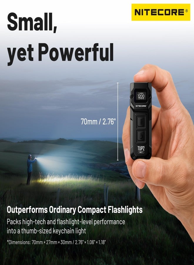 نايت كور مصباح يدوي صغير الحجم من نوع Nitecore TUP2 MCT EDC، بقوة 1200 لومن، مع سلسلة مفاتيح (أسود) - Image 4