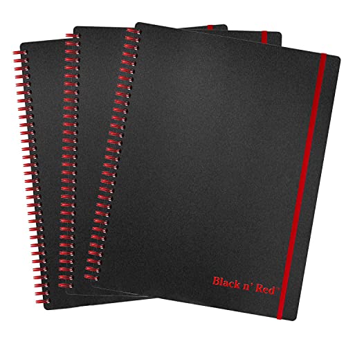 Black n' Red Business Notebooks, 3 Pack, Soft Cover, Twin Wire, 70 Sheets, 11" x 8-1/2", Black (400161060) - Image 1
