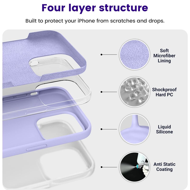 OTOFLY Designed for iPhone 14 Pro Max Case, Silicone Shockproof Slim Thin Phone Case for iPhone 14 Pro Max 6.7 inch (Light Purple) - Image 3