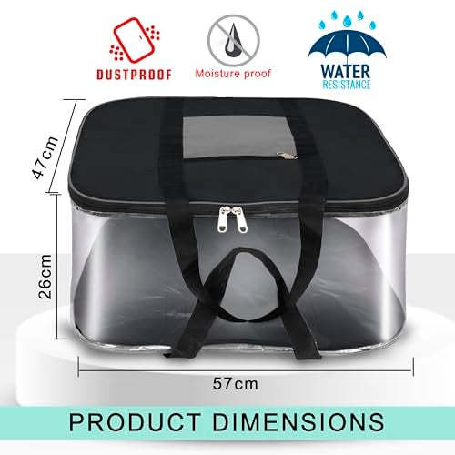 NISUN 2 Pack Moisture Proof Big Nylon Transparent Underbed Storage Bag/Stationery Paper/Blankets/Clothes Storage Bag Rectangular (57x47x26 cm, GreyBlack) - Image 2