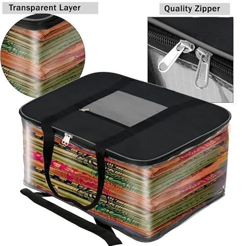 NISUN 2 Pack Moisture Proof Big Nylon Transparent Underbed Storage Bag/Stationery Paper/Blankets/Clothes Storage Bag Rectangular (57x47x26 cm, GreyBlack) - Image 4