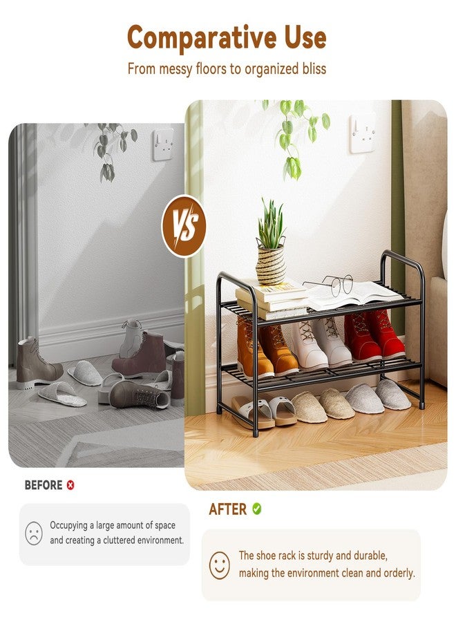 MWQ 2 Tier Shoe Rack for Closet, Metal Shoe Organizer 27 Inch Wide for Floor, Garage, Stackable, Black - Image 5