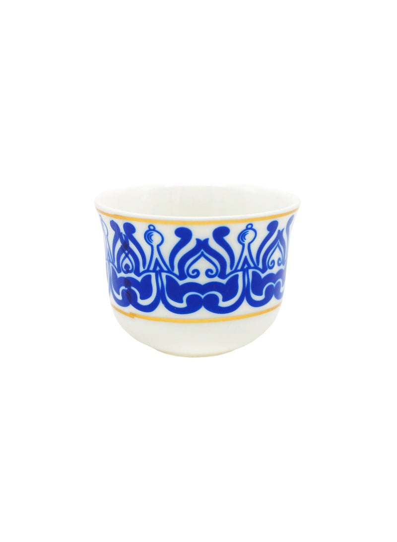 Set of 18 Pieces Tea and Coffee Cups and Saucer Gold and Blue - Image 3