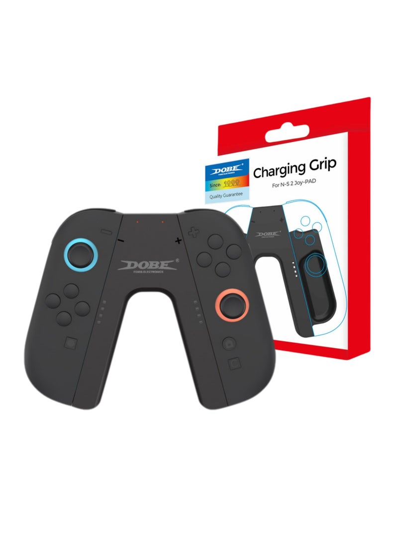 DOBE Charging Grip for Nintendo Switch 2 JoyCon, flat Design, with charging cable, black  - Image 1