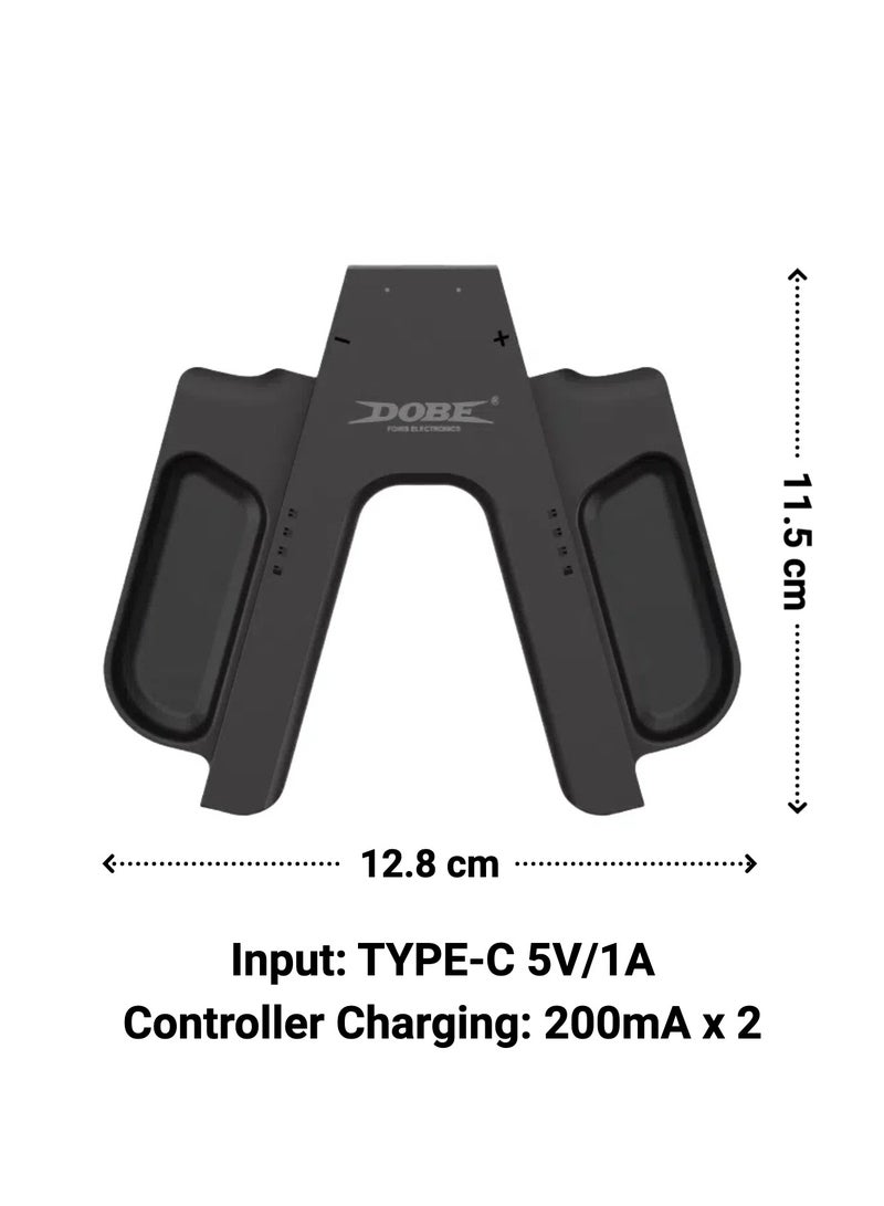 Charging Grip for Nintendo Switch 2 JoyCon, flat Design, with charging cable, black