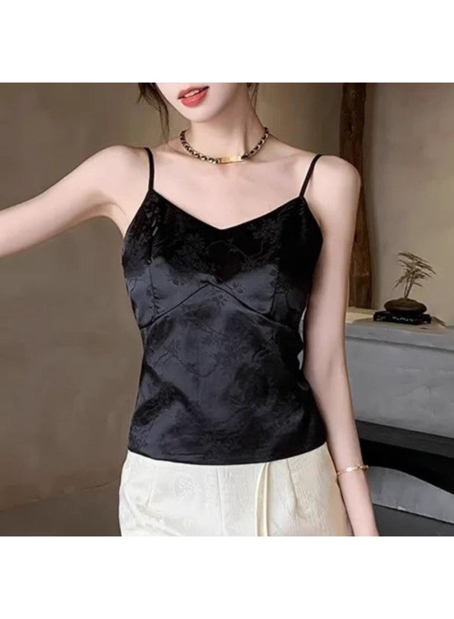 Modal High-End New Chinese-Style Satin Padded Camisole Underwear Jacquard Blazer Innerwear Hot Top For Women - Image 4