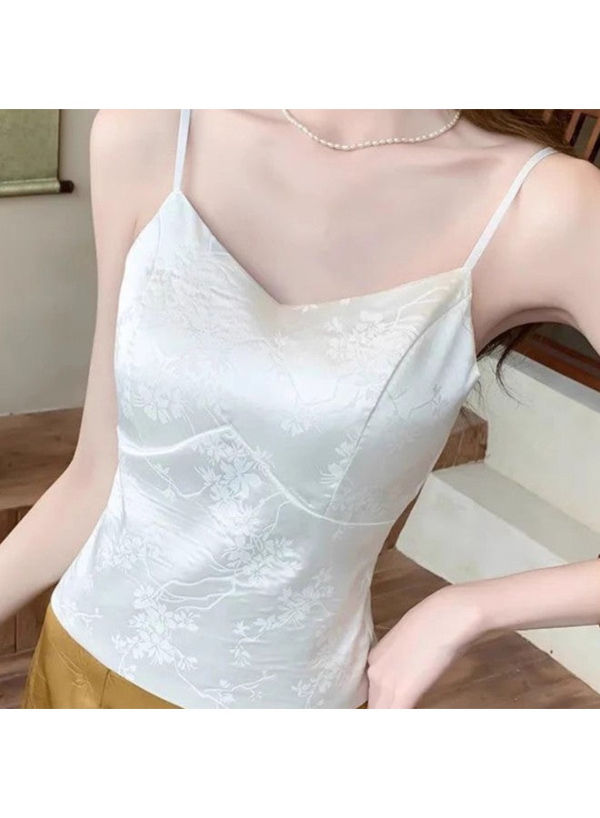 Modal High-End New Chinese-Style Satin Padded Camisole Underwear Jacquard Blazer Innerwear Hot Top For Women - Image 3