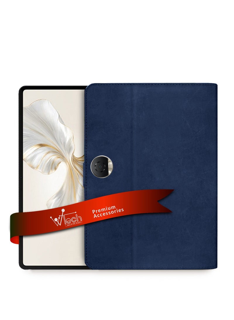 دبليو تيك غطاء حماية قلاب من جلد البولي يوريثان لهاتف Honor Pad 9 12.1 بوصة 2023 أزرق داكن - Image 1