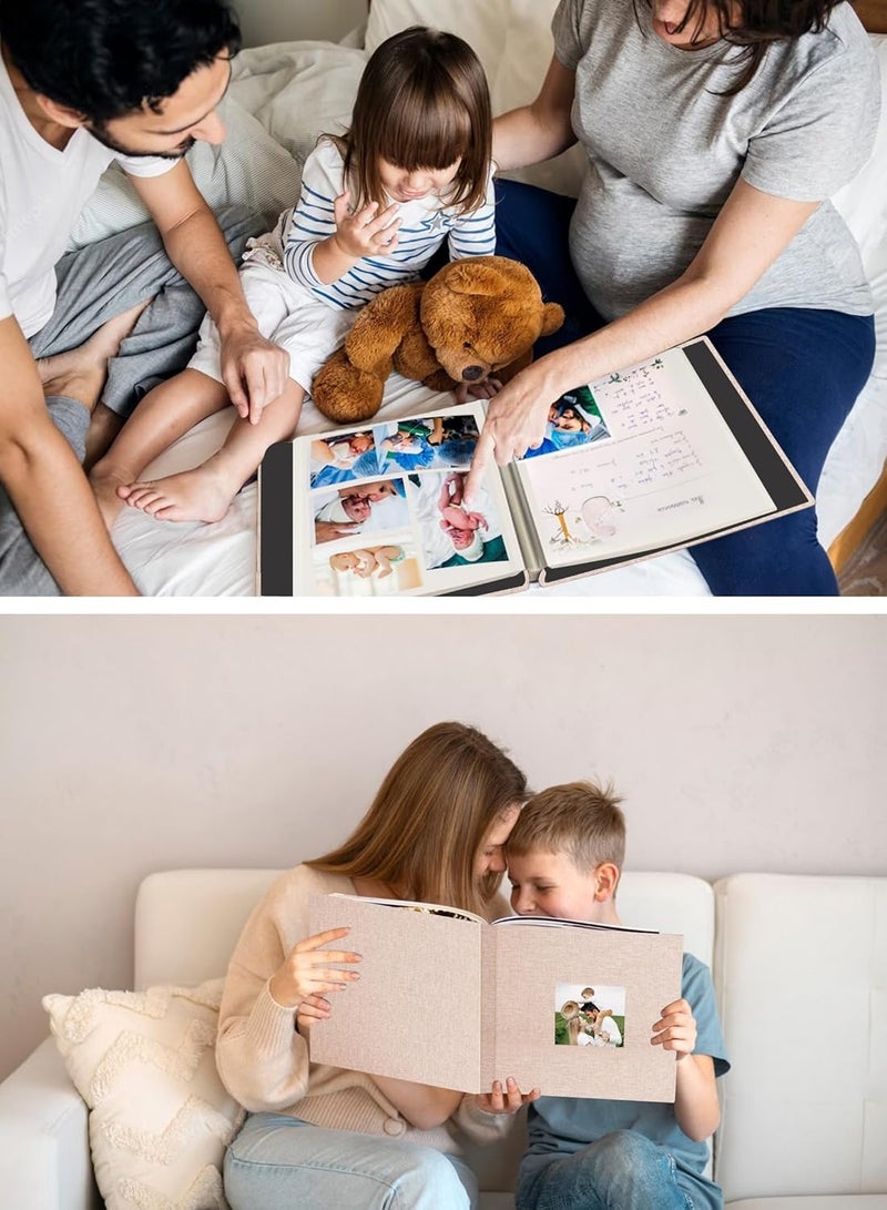 Relex Large Photo Album Scrapbook with Window, Linen Self Adhesive Scrap Book, Wedding Anniversary Birthday Valentines Day, 28cm x 27cm 40 Blank Pages Memory Book (Beige) - Image 5