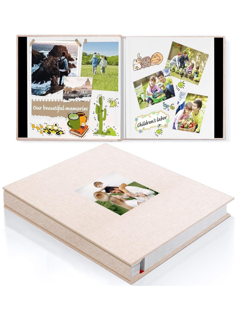 Relex Large Photo Album Scrapbook with Window, Linen Self Adhesive Scrap Book, Wedding Anniversary Birthday Valentines Day, 28cm x 27cm 40 Blank Pages Memory Book (Beige) - Image 1