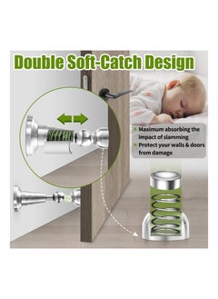 KASTWAVE Magnetic Door Stop, Soft Catch Magnetic Door Holder with Updated Hydraulic Shock Absorber, Stainless Steel, Heavy Duty Magnetic Door Stopper Floor Wall Mounted Outdoor Doorstop, Keep Door Open  - Image 2