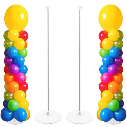 Tamodan Adjustable balloon column kit set of 2 78 Inch balloon tower Reusable Metal Telescopic Designballoons tower stand for Weddings Birthdays Baby Showers Graduation Events - Image 1