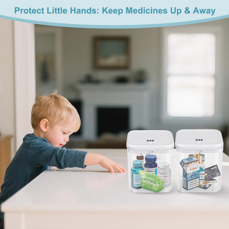 Gemaxvoled Lock Box for Medicine & Snacks - Childproof Storage Box with Combination Lock, Secure Organizer for Pills, Fridge Food, Phone, Vitamins | Portable Safe for Home, Office, Travel (5.5x5.5x6.3in) - Image 5