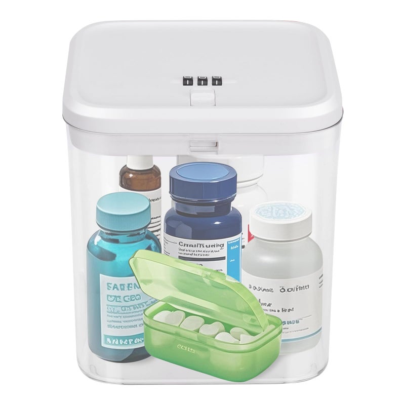 Gemaxvoled Lock Box for Medicine & Snacks - Childproof Storage Box with Combination Lock, Secure Organizer for Pills, Fridge Food, Phone, Vitamins | Portable Safe for Home, Office, Travel (5.5x5.5x6.3in) - Image 1