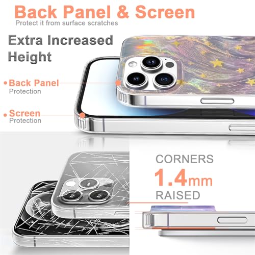 I-MGAE-IN-AR Phone Hard Case 6.7 inch Compatible with iPhone 13 Pro Max Case 2021 Release Slim Holographic Fade Star Women Girls, Hard PC Shockproof Protective Design - Image 2