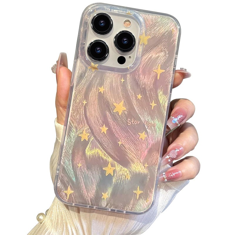 I-MGAE-IN-AR Phone Hard Case 6.7 inch Compatible with iPhone 13 Pro Max Case 2021 Release Slim Holographic Fade Star Women Girls, Hard PC Shockproof Protective Design - Image 3