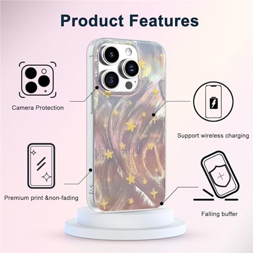 I-MGAE-IN-AR Phone Hard Case 6.7 inch Compatible with iPhone 13 Pro Max Case 2021 Release Slim Holographic Fade Star Women Girls, Hard PC Shockproof Protective Design - Image 5