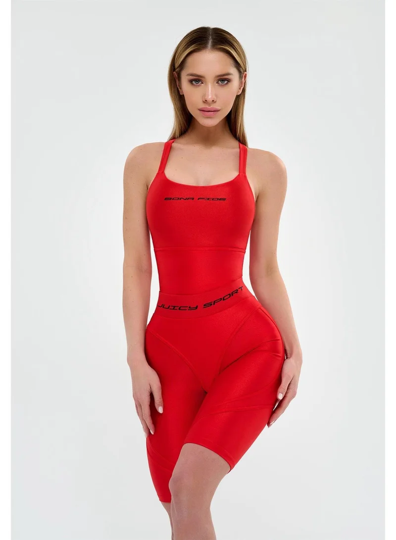 Bona Fide Juicy Red Juicy High Waist Biker Gym Shorts for Women for Women | Best Price UAE