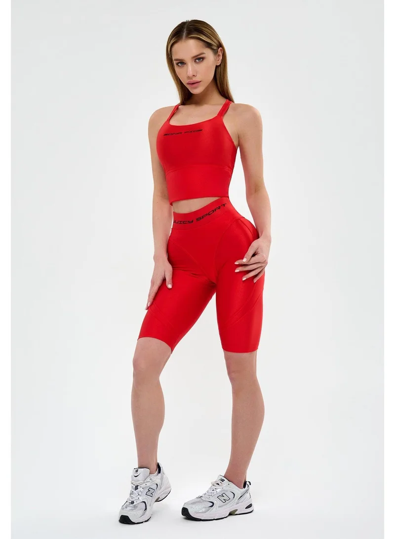 Bona Fide Juicy Red Juicy High Waist Biker Gym Shorts for Women for Women | Best Price UAE