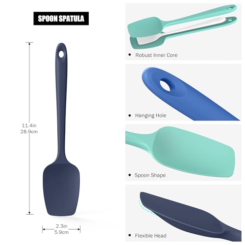 Doosu Heat Resistant Silicone Spoon Spatulas Doosu 600F High Temp Flexible Cooking Spoons Kitchen Spoonula ScratchProof for Mixing Stirring Scraping Serving NonStick Cookware Set of 3 Multi4 - Image 3